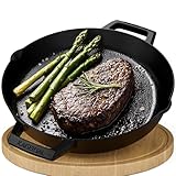 KAISERTAL Gusseisenpfanne 30cm – Steakpfanne & Gusspfanne für Induktion, Gasgrill & Grill – Pfanne Gusseisen – Gusseiserne Pfanne Outdoor & Indoor – Cast Iron Pan Skillet