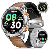 Smartwatch Herren GPS Laufuhr Herren-LED Taschenlampe/530mAh Akku, 1,43'' AMOLED 10ATM Smartwatch Militär mit Kompass, Barometer, Herzfrequenz, SpO2, Schlafüberwachung für Android iOS