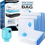 Vakuumbeutel für Kleidung Bettdecken mit Elektrische Pumpe 10 Stück, 2XL+2L+2M+4S Wiederverwendbar Vacuum Bags für Lagerung für Bettwäsche Kissen,Umzug und Reise, Vacuum bags for clothing