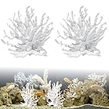 ASOFTY 2 Stück Aquarium Deko Künstliche Korallen, Coral Decoration Fish Tank Decor, Aquarium Korallen, Wasserpflanze Dekoration für Landschaft Unterwasser, Weiß