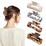 HAYHOI 4PCS Haarklammern, Zelluloid Französisch Schmetterling Kiefer, Schildpatt Grip Pin Klemme -Leopard Print Stilvolle Haarschmuck für Frauen Mädchen Dickes dünnes lockiges glattes langes Haar