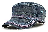 Roffatide Unisex Baumwolle Flat Top Peaked Baseball Cap Armee Militär Corps Hut Kappe Visier Navy blau A