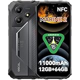 OSCAL Marine 2 (2025) Outdoor Smartphone, 11000mAh(18W) Android 15 Outdoor Handy Ohne Vertrag, Gemini AI, 6.56' HD 90Hz Baustellenhandy, 12+64GB/2TB, IP69K Rugged Smartphone, NFC, Dual SIM, 1TF Slots