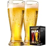 ParaCity Biergläser 420ML, Weizenbiergläser 0,42L, Bierkrug Gläser 2er Set, Bierglas Trinkset, Weizengläser Geschenk für Männer