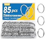 Caianwin 85 Stück Schlüsselringe 25mm, Schlüsselring Metall Schlüsselanhänger Ring für Schlüssel,Schlüsselanhänger Zubehör,Basteln,Ornamente und DIY