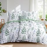 Tifschlaf Bettwäsche 135x200 4teilig, 2 Bettbezüge 135 x 200 mit 2 Kissenbezüge 80x80 cm Grün, ÖKO-TEX Mikrofaser Bettwäsche-Sets Blumen Salbeigrün Muster, Weich & Bügelfrei mit Reißverschluss