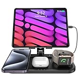 Wireless Charger, iPad Ladestation A pple Watch und iPhone für iPhone 16 15 Pro Max 14 Pro, iPhone Ladestation Mehrere Geräte 4 in 1 für iWatch Ultra 9, Apple Ladestation für Airp ods Pro 3 Tablet