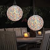 2 Stücke 12Zoll LED Solar Gartenleuchten,Solarlampen für außen ,Solar Lampions wetterfest,Party Laterne,Outdoor Garten Terrasse hängende Beleuchtung,IP55 wasserdicht (A)