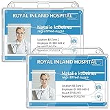 Teskyer 2 Stück Ausweishülle, ID Ausweishalter, Kartenhülle, Transparent, Starr, Hartplastik, für Büro, Bus, Horizontal