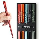 5 Paar Fiberglas-Essstäbchen, Premium-Japanische Wiederverwendbare Mit Muster, Geschenk-Set für Sushi, Asiatische Gerichte, Spülmaschinenfest (5 Farben)