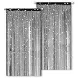 ElevaPulse Fliegenvorhang Terrassentür 200x100cm - 2 Stück Insektenschutz Türvorhang mit Perlen, Balkontür Fliegengitter aus Polyester Glitzer, Schwarz