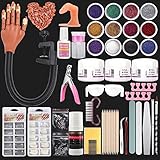 Deciniee Übungshand für Nageldesign,Flexible Acrylnägel Nagelhand Übungsmodell 300 Stück Nagelspitzen Set,Professionelle Nailart Handwerkzeuge Einstellbare Falsche Fingernägel für DIY Nagelmaniküre