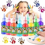 Tigvio Fingerfarben Kinder Ungiftig mit 12×30ml Fingerfarben, Auswaschbar Fingermalfarben für Kinder Ungiftig, Fingerfarbe Frei von Parabenen Gluten Laktose, Fingerfarben Kinder für Hause Schule Malen