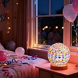 Mediterrane rosa Mosaik Tischlampe Vintage bunte Glas Tischlampe USB Power dimmbare Dekor Licht für Heimkino Geburtstag Versammlung Kinderzimmer Atmosphäre Beleuchtung Einzigartiges Heim Geschenk