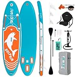 FunWater 320CM&350CM Stand Up Paddle Board Mit Vollem Zubehör Paddleboard SUP Board Mit Verstellbares Paddel, Pumpe, Reiserucksack, Leine, wasserdichte Tasche (320CM Delfin-BLAU)