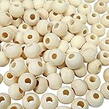 TOAOB 100 Stück Holzperlen set Holzperlen zum Auffädeln Natur Holzkugeln mit Loch 6mm Runde Lose Spacer Perlen für Makramee Basteln DIY Schmuck Armband