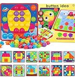 Mosaik Steckspiel für Kinder ab 2 3 Jahre,Steckmosaik mit 45 Steckperlen und 12 Bunten Steckplätte,Bunte Steckspiel Set,Lernspielzeug Geschenk für Mädchen Junge