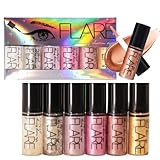 KARLOR flüssiger Lidschatten Glitzer, 6 Stück Glitzer Higlighter Silber golden rosa Liquid glitter hochglänzend ultraglänzend metallic Glitzer Augen Glitter Explosive perlmuttartig Eyeshadow(A)