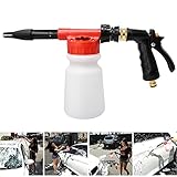 Youool Schaumpistole für Auto, 900 ml, verstellbare Schaumlanze, 2 in 1, Reinigungsschaumpistole, für Anschluss von Gartenschlauch (rot)