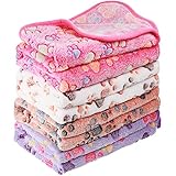 4 Stück Haustier Hund Hündchen Decke Pfote Muster Hündchen Decke für Kleines Mittleres Großes Haustier Warme Weiche Schlafmatte Kätzchen Weiche Decke (Weiß, Kaffee, Rosa, Lila, Klein)