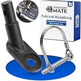 Fahrradanhänger Kupplung, 1 Set, Schwarz, mit Sicherheitssplint, kompatibel mit u.a. Qeridoo, Trixie, Prophete, Fahrradkupplung Anhänger, Adapter hinten Deichsel Hinterrad, Fahrrad Anhängerkupplung