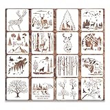 Zamety 16 Stück Schablonen Textilgestaltung Set, Schablonen Kinder, Tiere Schablonen, Wandschablonen zum Streichen, Schablonen Textilgestaltung Kinder, zum Malen an Wand, Geschenkkarte (7.87in)