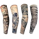 FANOST Tattoo Ärmel für Männer und Frauen, Fake Tattoos Ärmel für Radfahren Laufen Outdoor-Sport Camping Reisen, Sommer Sonnenschutz, Halloween Tattoo Armstrumpf