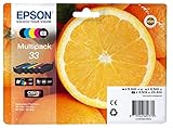 Epson Original 33 Tinte Orange (XP-530, XP-630, XP-635, XP-830, XP-540, XP-640, XP-645, XP-900, XP-7100), Multipack 5-farbig