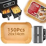 Backpapier für Heißluftfritteuse Ninja SL400EU AF300EU AF400EU, 150 Stück Verdicktes 20x14cm Rechteckig Airfryer Backpapier Liners kompatibel mit Ninja Foodi Dual Zone und Anderen Dual Air Fryer