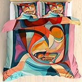 ZaopVrynx Bettwäsche 220x240 Abstrakt Bettbezug für Erwachsene, Warm Weich Mikrofaser Bettbezug Straßenkunst Bettwäsche-Set 3 Teilig Bettbezug mit Reißverschluss 2 Kissenbezügen