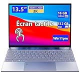 13,5-Zoll tragbarer Touchscreen-Laptop, (16 GB RAM, 512 GB SSD), 3K (3000×2000) IPS, Celeron N95-Prozessor mit bis zu 3,4 GHz, hintergrundbeleuchtete Tastatur, Fingerabdruckentriegelung, Win 11 Pro.
