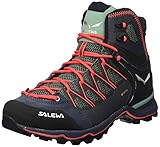 Salewa WS Mountain Trainer Lite Mid Gore-TEX Damen Trekking- & Wanderstiefel, Grün (Feld Green/Fluo Coral), 40.5 EU