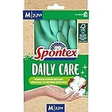 Spontex Daily Care Haushaltshandschuhe aus 100% FSC-zertifiziertem Latex, mit Innenfutter aus recycelter Baumwolle, für alle Putz- und Pflegearbeiten, 1 Paar, Größe M (7-7,5)