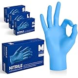 The Real Touch Einweghandschuhe, Blau Nitrilhandschuhe - Box mit 100 Stück, Einmalhandschuhe Puderfrei und Latexfrei, Nitril Handschuhe Einweg für Küche und Reinigung (Blau, M)