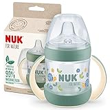 NUK for Nature Schnabeltasse | 6-18 Monate | 150 ml | Griffe & brustähnlicher nachhaltiger Silikonauslauf | auslaufsicher | Anti-Kolik | Temperaturkontrolle | BPA-frei | Grün