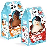 OH WOW Trinkschokolade Bundle – 2x75g Melting Snowman weiße & Vollmilchschokolade – Schneemann Schokolade mit Mini-Marshmallows & Schoko-Drops – Hot Chocolate zum Schmelzen & Verschenken im Winter