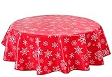 Wachstuch Tischdecke Weihnachtstischdecke Wachstuchtischdecke Abwaschbar Rund 140cm Weihnachten Rot