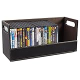Stock Your Home DVD Aufbewahrungsbox, Filmregal Organizer für Blu-ray, Videospielhüllen, CDs, VHS Tape Display Ständer, Disc Holder kann bis zu 28 DVDs speichern, Kunstleder (Braun)