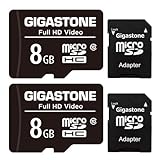 Gigastone 8GB MicroSDHC Speicherkarte 2er-Pack + SD Adapter, für Action-Kamera, GoPro, Drohne und Tablet, Lesegeschwindigkeit bis zu 80MB/s, Full HD-Videoaufnahme, Micro SD Karte UHS-I Klasse 10 U1