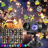 Yanbaozi LED Projektor Weihnachten,Halloween Christmas Projektor Aussen mit 10 Dias und Welleneffekt, Projektionslampe IP44 Wasserdicht mit Remote für Geschenk Halloween, Weihnachten