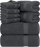 Utopia Towels 8 teilig Handtücher Set aus Baumwolle mit Aufhänger 2 Badetuch, 2 Handtücher und 4 Washclappen (Grau)
