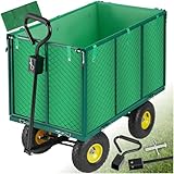 tectake® Bollerwagen, mit Seitenwänden klappbar, Handwagen, Transportwagen zum Anhängen und Ziehen, hochbelastbar bis 544kg, als Einkaufstrolley, Transportkarre, Rollwagen, Strand Bollerwagen