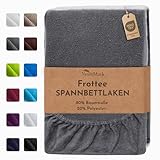 NatureMark FROTTEE Spannbettlaken, Spannbetttuch TOP Preis-Leistungs-Verhältnis in vielen Größen und Farben MARKENQUALITÄT (90x190 - 100x200 cm, anthrazit grau)