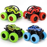 VoMii Monstertruck [ 4 Stück ] Monster Truck Spielzeugauto für Kinder ab 3-10 Jahre, Große Gummiräder 4x4 Power Trägheitsbetriebene Fahrzeuge, 360° Stunt-Rotation, Rennwagen Spielsets für Kinder