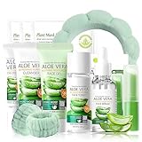 Aloe Vera Skin Care Set Geschenke für Frauen - Skincare Set - Pflegeset Damen - Beruhigend & Feuchtigkeitsspendend Gesichtspflege Set - Beauty Set Frauen Mit Toner,Serum,Gel,Gesichtsmaske