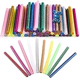 Heißklebesticks 100 Pcs, Bunte Heißklebestifte Klebstoff Heißkleber Sticks 7 x 100 mm Klebestifte, Transparent Glitzer Klebesticks Heißklebepatronen für Heißklebepistole Kunst DIY Handwerk - 11 Farben