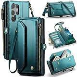 Schutzhülle für Samsung Galaxy A30s, Leder, mit Reißverschluss, abnehmbarer Handschlaufe und Schultergurt