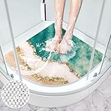 Mofonky Duschmatte rutschfest Antirutschmatte Dusche: 70 x 70 cm Groß Eckduschmatte Dreieckig Duscheinlage rutschfeste - PVC Luffa Sicherheits Duschwanneneinlage Schnell Trocknende