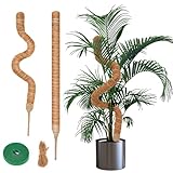 Moosstab Monstera für Pflanzen,2x60cm Biegsame Monstera Rankhilfe,Handgemachte Coco Coir Pole,Biegsame Rankhilfe für Kletterpflanzen mit Zubehör,Pflanzenstütze für Kletterpflanzen im Innenbereich