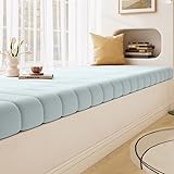 Generisch Bankauflage, Auflage Gartenbank mit ReißVerschluss, Stuhlkissen für Fensterbank, Bankpolster Schlippabsicher, für Drinnen Outdoor GartenmöBel Terrasse sitzkissen Bank,Light Blue,100x30x4cm